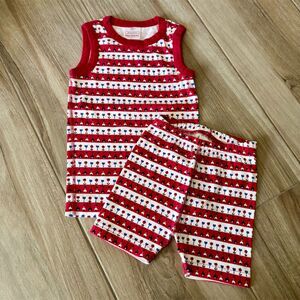 Hanna Andersson Kids Pajama Set Red Striped Floral Size 6-7